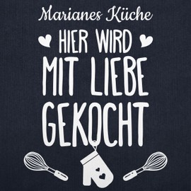 Geschenk mit Namen personalisiert by Shirtracer - Apron - Cooking Apron - Hier wird mit Liebe gekocht with Name I Gift Cooking, 6 jeans blue