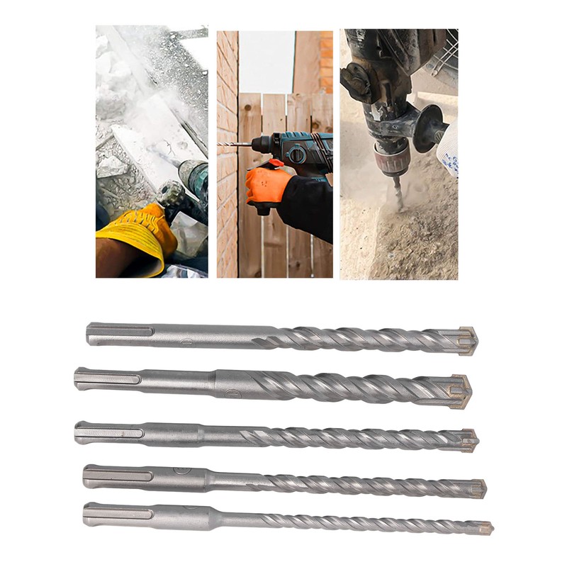 5PCS Masonry Drill Bit Set 40cr Cemented Carbide 160mm Drill