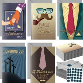 Motiskyy 100 Sets Fathers Gift Religious Cards with Envelopes Stickers Christian Dad Birthday Scripture Cards Thank You Notes for Christmas Church Dad Stepdad Grandpa Husband Birthday Gift