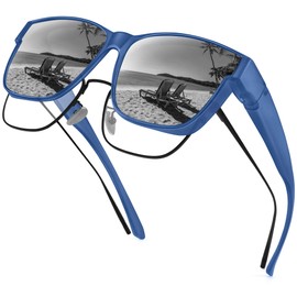 URUMQI Polarized Sunglasses Fit Over Glasses for Men Women, Oversized Square Sun Glasses UV400 Protection Shades
