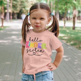 Olive Loves Apple Kindergarten Hello First Day of School Gift Back to School Peach Shirt Youth Small