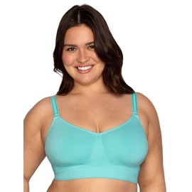 Curvy Couture Women's Smooth Seamless Comfort Wire Free Bra, Aruba Blue