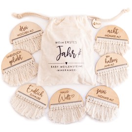 Macrame milestone cards baby wood (finished set)