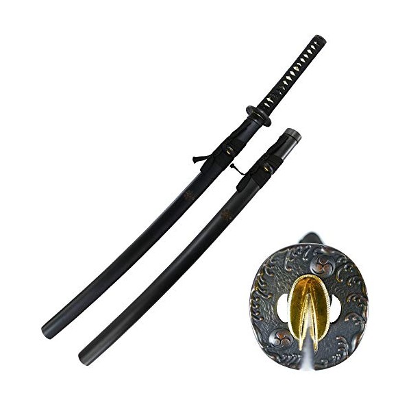 MAKOTO Handmade Sharp Katana Black Japanese Samurai Sword 40" (Warlord)