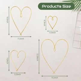 AWISBI 4 Piece Metal Heart Wall Decor, Wire Art Wall Decor Gold Wall Decor for Bedroom & Living Room, Office Home Decoration(Gold)