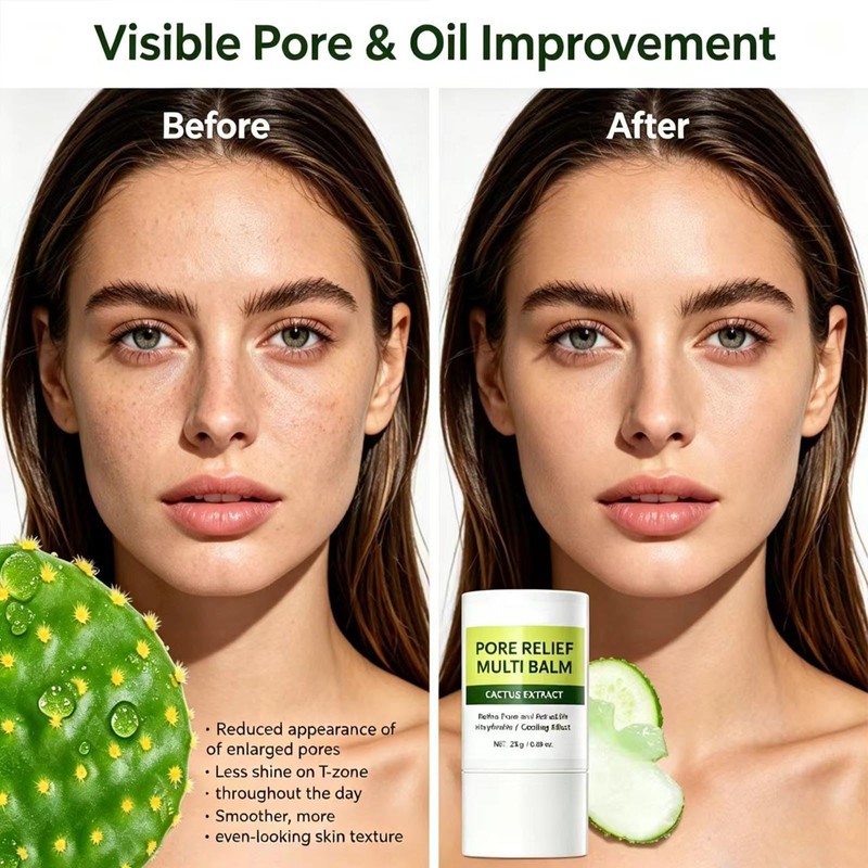 Maxzitank Pore Relief Multi Balm, Cactus Extract Facial Solid Balm,