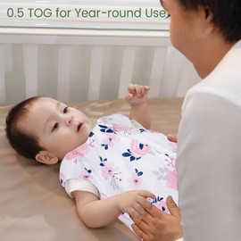 david's kids 2 Pack Baby Sleep Sack 0-6 Months, Rayon Derived from Bamboo，Soft Cooling Sleep Sacks for Summer, TOG 0.5 Baby Wearable Blankets with 2-Way Zipper, Small Size, Floral