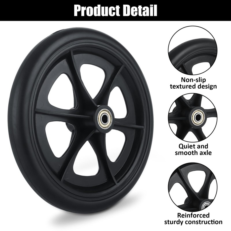 MUXHEL 2 Pcs Walker Wheels Replacement, 8 Inch Solid Wheelchair