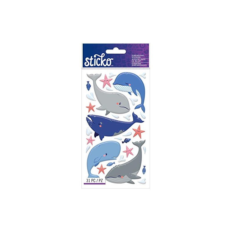 STICKO/AMERICAN CRAFTS STICKO Flat Stickers, Whale, 31/Pkg