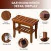 Teak Shower Bench Stool with Storage Shelf, Waterproof Shower Chair