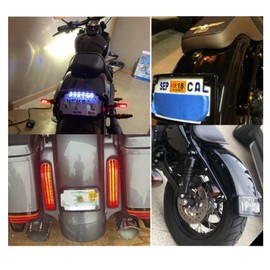 FVMOTO Curved LED License Plate Frame with Illumination Light Compatible with Harley, 12° Curved Design