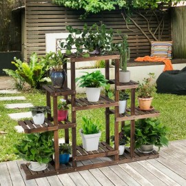 6-Tier Flower Wood Stand Plant Display Rack Storage Shelf for Home or Office UseSelect: 6-Tier 47.5" x 10" x 38"