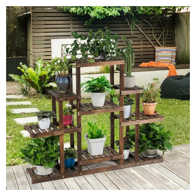 6-Tier Flower Wood Stand Plant Display Rack Storage Shelf for