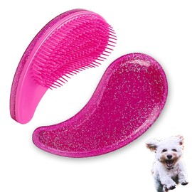 DEEUCHIS Small Dog Brush, Soft Pet Grooming Brush for Shih Tzus, Yorkies, Maltipoos, Maltese, Puppy Massaging Hair Brush, Cat Brush, for Small Animals Rabbits of All Hair Types (Starry Pink)