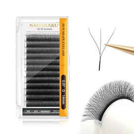 NAGARAKU 3D W Blister Extensión de pestañas Pre armadas Volumen 0.07 D 13mm Híbrido Falso Visón Mate Negro yy pestañas