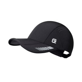 GADIEMKENSD UPF 50+ Foldable Sports Cap, Breathable and Reflective, Unisex Design for Golf, Tennis, Running and Travel, black, L