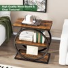 IBUYKE Narrow End Table with 3 Storage Shelves, Industrial Sofa