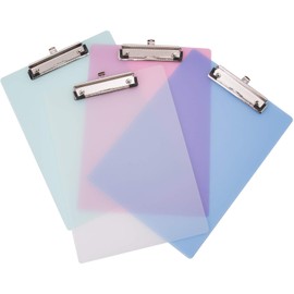 4 PCS A4 Coloured Plastic Clipboard, 4 Color Clip Boards Plastic, 12.5 x 9(31.5x22cm) Inch Acrylic Clipboards with Low Profile Clip & Heavy Duty Clip Boards