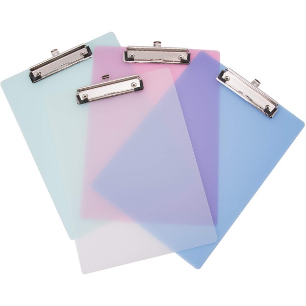 4 PCS A4 Coloured Plastic Clipboard, 4 Color Clip Boards