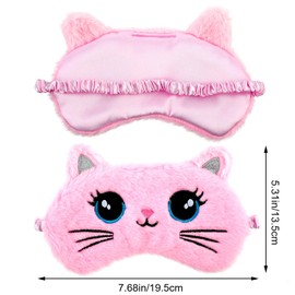 FNANJWQ 3Pcs Cute Eye Masks for Sleep Cartoon Plush Blindfold Soft Funny Travel Eye Cover Cute Animal Eyemask, Adjustable Elastic Sleeping Kitty Blindfolds for Women Men Kids Girls