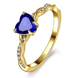 Yaresul 1.25ct Blue Heart Ring 14K Gold Plated Sterling Silver Blue Sapphire Ring for Womens Sapphire Engagement Ring Promise Ring September Birthstone Jewelry Token of Love Gifts Size 5
