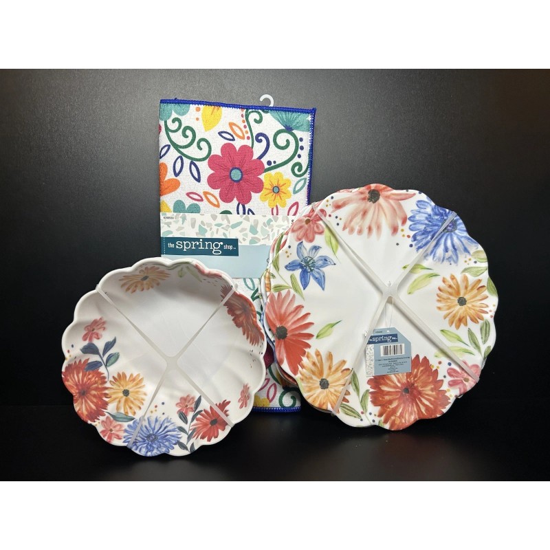 The Spring Shop Melamine SET of 9 Dinner Plate Salad