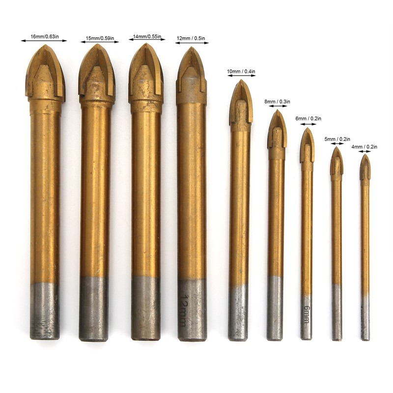 9Pcs Drill Bits for Glass Ceramic Tile Hole Opener Triangle