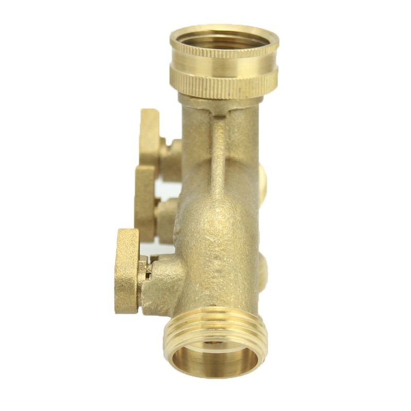 Tech Traders [BRASS BODY] 4-Way Brass Faucet Manifold Garden Hose