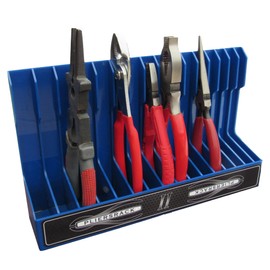 PLR16 Blue PliersRack for your Peg Board and Toolbox Drawer. Plier storage for Regular & smaller pliers. Keeps spring loaded pliers closed in your toolbox. Has a special tilt feature.
