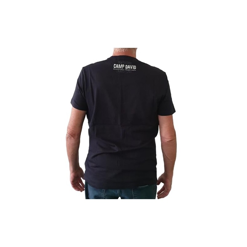 Camp David Men's T-Shirt with Label Print, deep sea