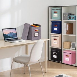 ComfortKeeper 2 Pack Hanging File Folders Organizer with Lid, Letter Size Fabric File Storage Box Collapsible, Portable Office Document Holder with Metal Handle, Smooth PVC Rails, Black