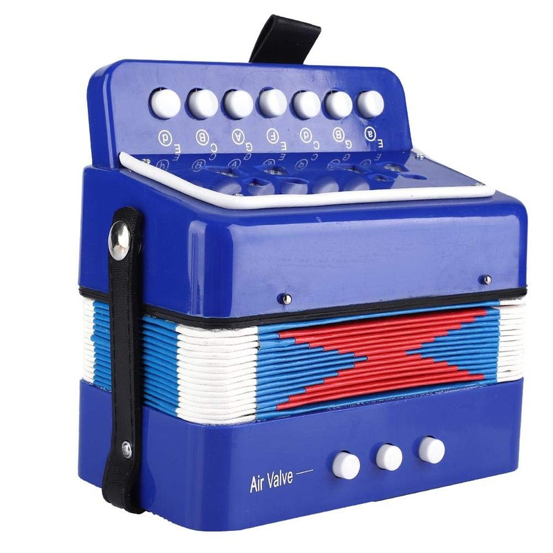 Mini Accordian, Kids Piano Percussion Accordion Musical Toy, Eco-Friendly Blue