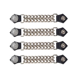 GARGOYLE BELLS Motorcycle Genuine Leather Double Chain Vest Extenders for man (4 pcs)