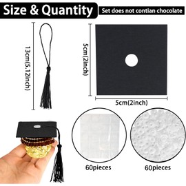 JXITON 50pcs Graduation Chocolate Decorations Graduation Cap Cupcake Toppers Chocolate Decorations Mini Grad Cap Decor for 2025 Congrats Grad Party Supply