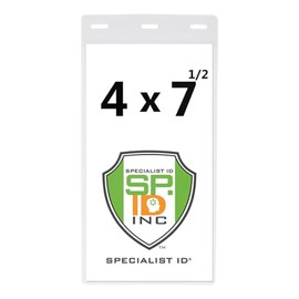 Vertical Oversize 4X7 Inch - Vinyl Large Credential or Ticket Holder for Pit Passes and Special Events (4 x 7 1/2 Insert) by Specialist ID