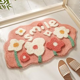 Non-Slip Bath Mat, Microfibre Fluffy Soft Bathroom Rug, Absorbent Bath Mat for Bathtub, Bathroom, Entrance, Door Mat, 45 x 70 cm