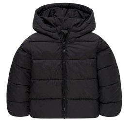 Vieille Kids Puffer Jacket Black Coats for Toddler Girls 4T-5T Boys Hooded Winter Jackets