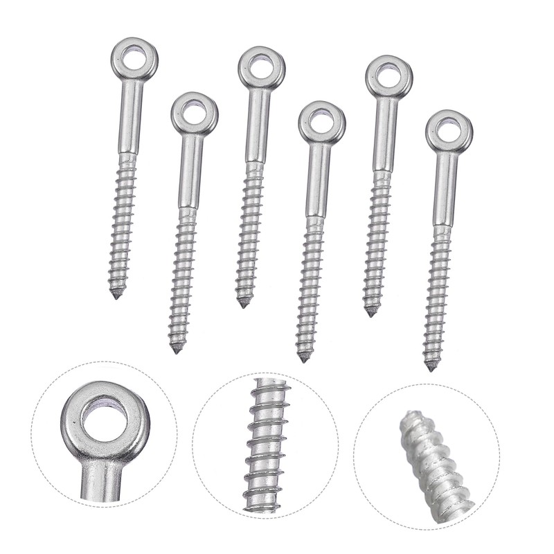 Hohopeti 6pcs Heavy Duty Eye Bolt Screws Set Self-Tapping Wood