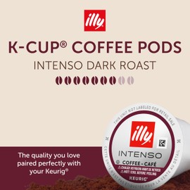 Illy Coffee K-Cups - Compatible Pods for Keurig Coffee Maker - Intenso Dark Roast - Bold & Full of Flavor, Notes of Cocoa & Dried Fruit - 10 Count (Pack of 6)