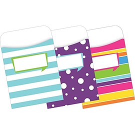 Barker Creek Peel & Stick Library Pockets, Happy, 3 Designs, Great for Holding Library, Index, and Flash Cards, Hall Passes, Recipes, and More! 3-1/2" x 5-1/8", 30 per Pkg (1234)