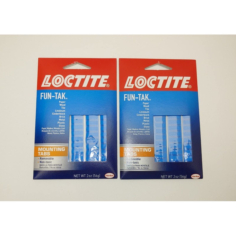 2 Loctite Fun-TAK Mounting Tabs Sticky Gum Mounts Square Mount