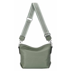 ITALYSHOP24 OBC Women's Shopper Hobo Bags Crossbody Shoulder Bag Handbag Belt Bag Crossover Faux Leather, Green