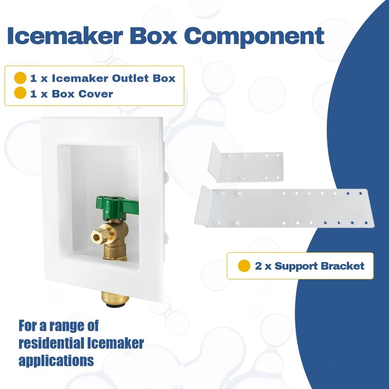 1-PACK GUOFIS Icemaker Outlet Box with 1/2" Push-fit Inlet Connect,