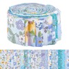 WEBEEDY 40 Pcs Blue Flower Jelly Roll Fabric Strips for
