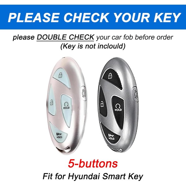 5 Buttons Compatible with Hyundai Key Fob Cover Accessories, Fits