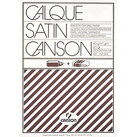 Canson Satin A4 90 GSM Short Side Glued Pad Translucent Tracing Paper (Pack of 50 Sheets)