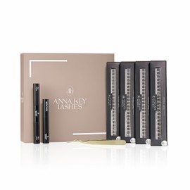 ANNA KEY LASHES Starter Kit - DIY Lash Extensions | Wiederverwendbare Wimpern, Bond & Seal, Remover & Pinzette Gold | Professioneller Look zu Hause | bis zu 8 Anwendungen, Milano (schwarz)