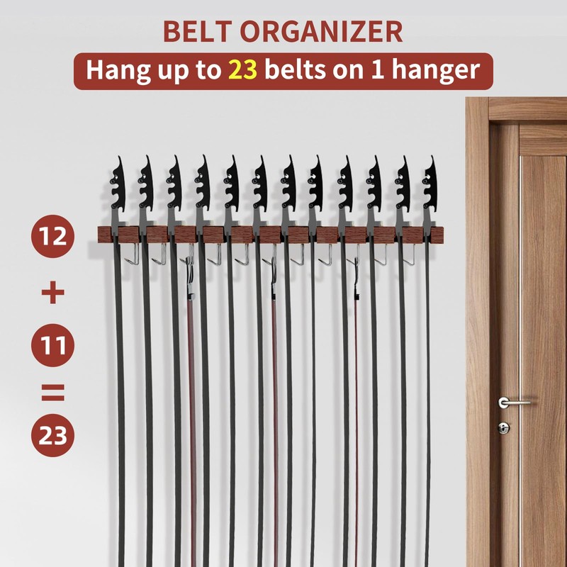 Cuipingoo Belt Hanger for Closet Max 42 Belts, 12+11 Storage