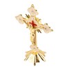 Metal Standing Cross Red Rhinestone Decoration Exquisite Retro Elegance Standing