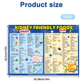 SAVITA Kidney Friendly Food List Chart Fridge Magnet, 14x10 Inch Spider Theme Refrigerator Magnetic Nutrition Guide Poster Low Potassium Grocery & Shopping List for Beginner Renal Awareness Diet Plan